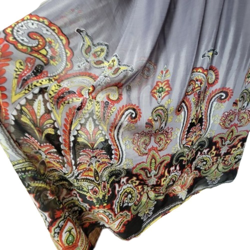 Long Dress Maxi Summer Dress Party Gown Paisley Abstract Print Colorful - Size L - Picture 2 of 16